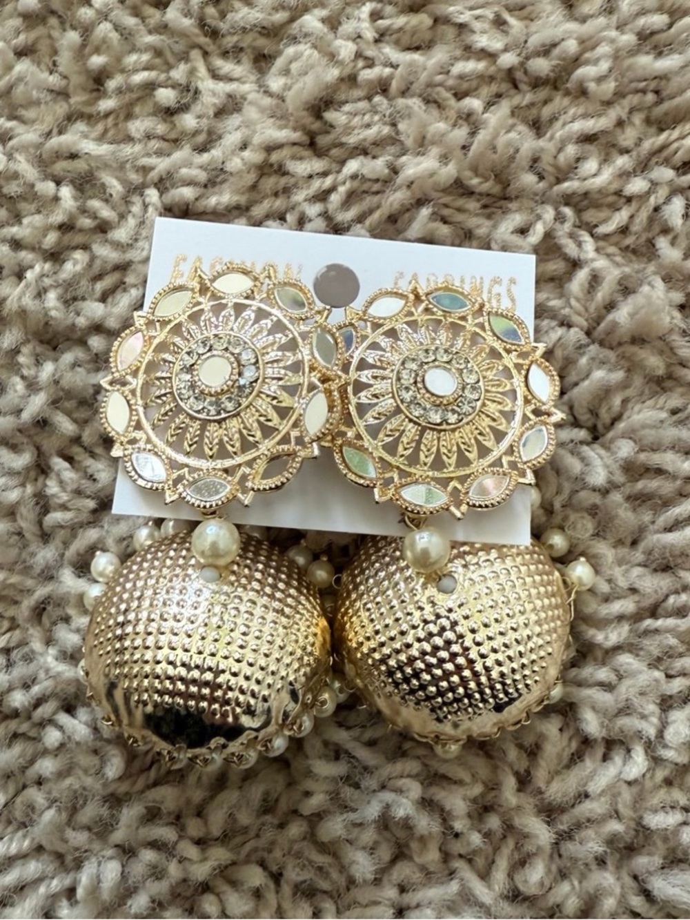 Gold Filigree and Pearl Drop Statement Earrings